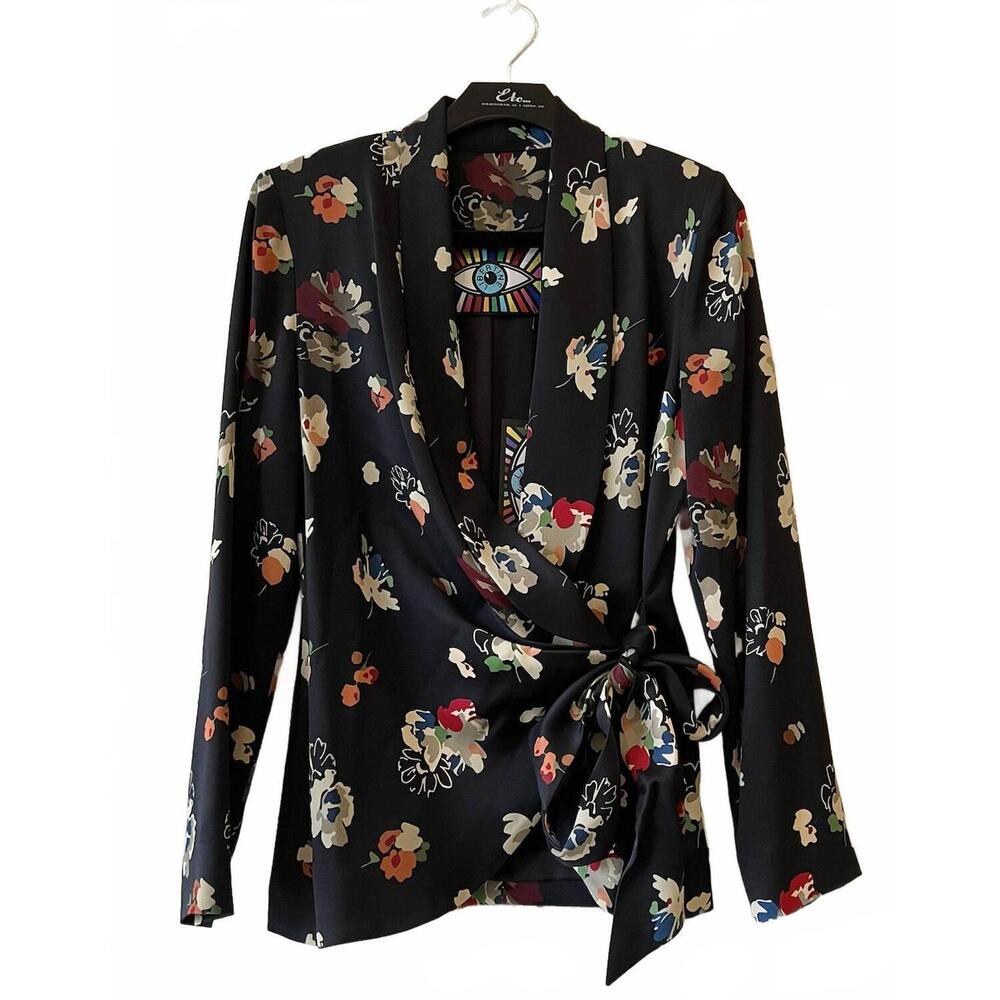 NEW LIBERTINE women's nina simone floral wrap jacket in black, multi